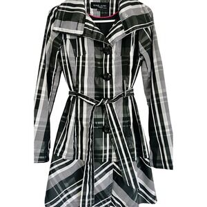 Black Rivet Women's Black White Plaid Jacket Size S (fits XS) Rain Dress